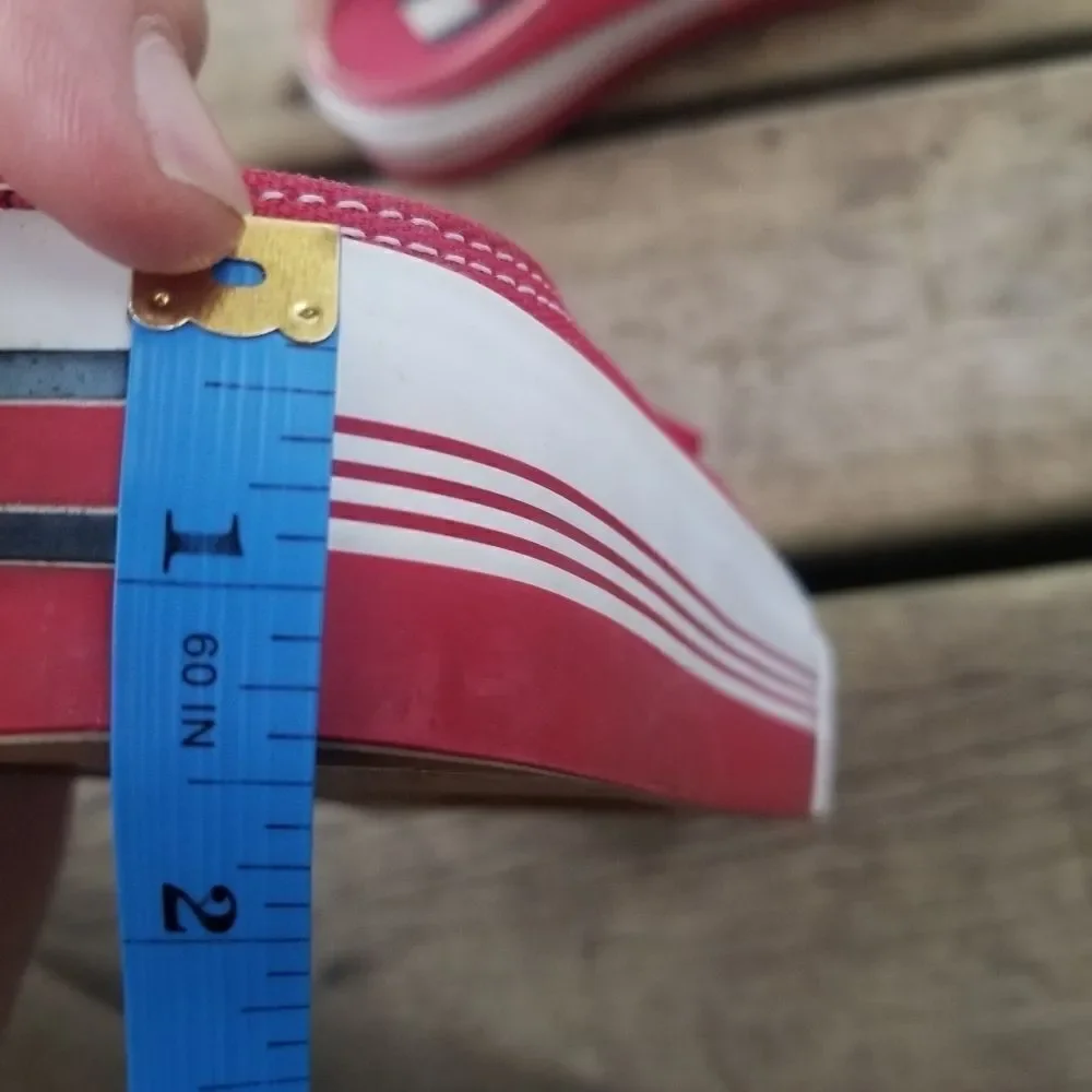 Vintage 90s y2k Tommy Hilfiger Platform Red Canvas Backless Slip-on Sneakers 7.5